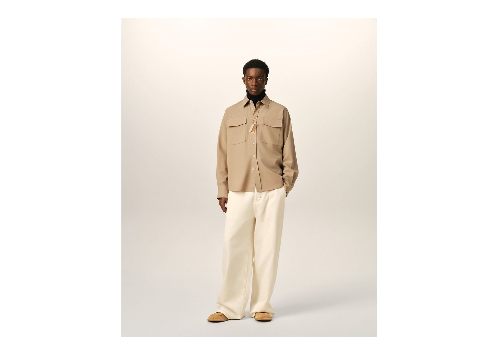 Ami Paris Wool Shirt Mastic Beige - görsel 3