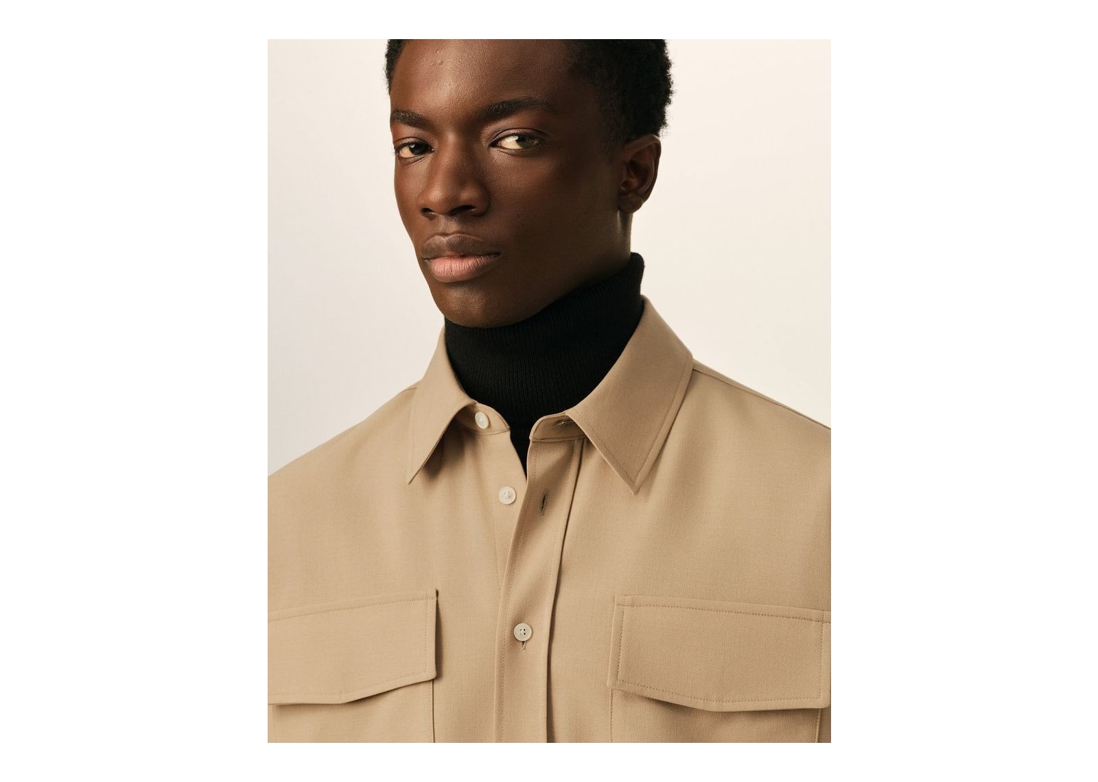 Ami Paris Wool Shirt Mastic Beige - görsel 4