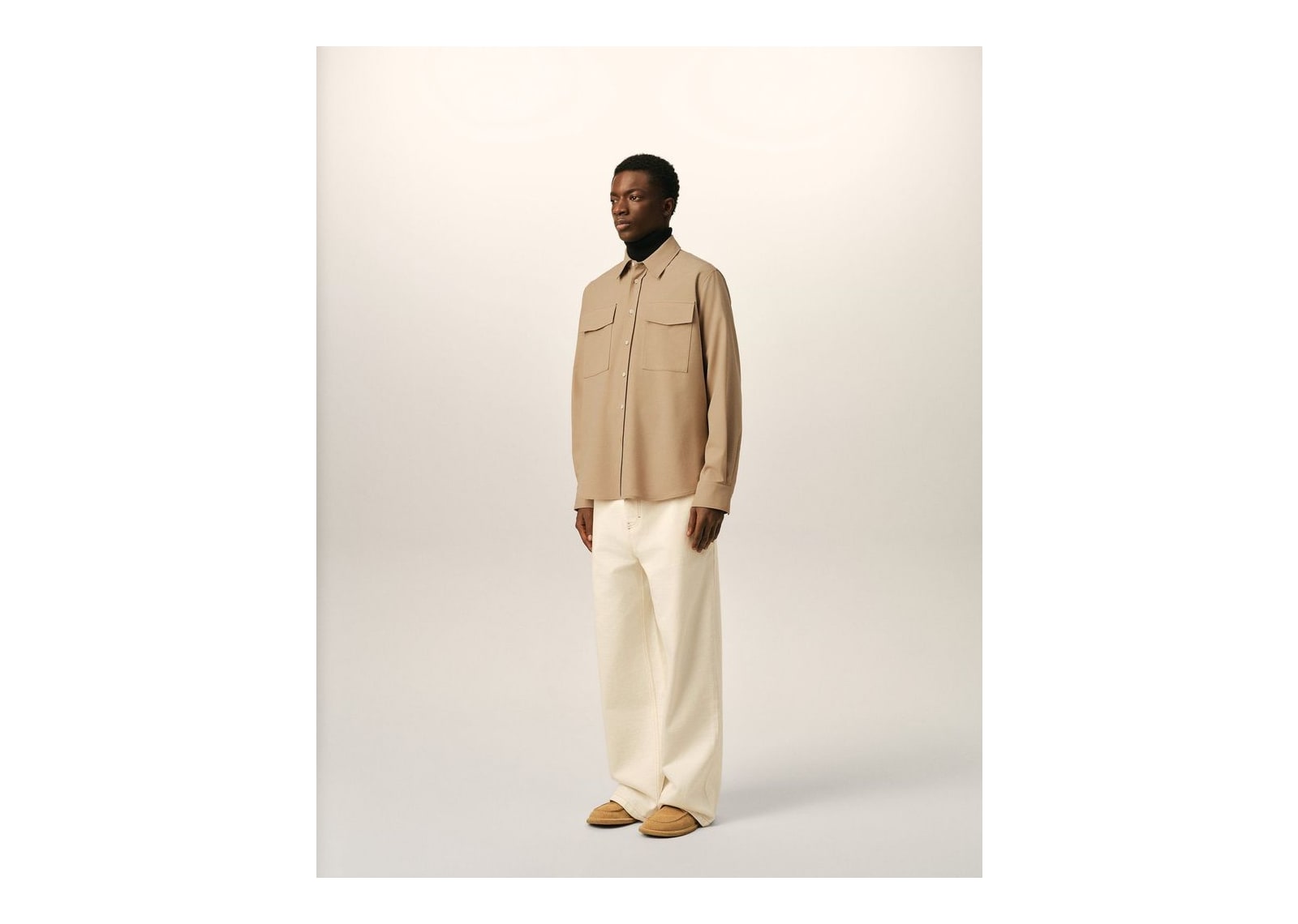 Ami Paris Wool Shirt Mastic Beige - görsel 6