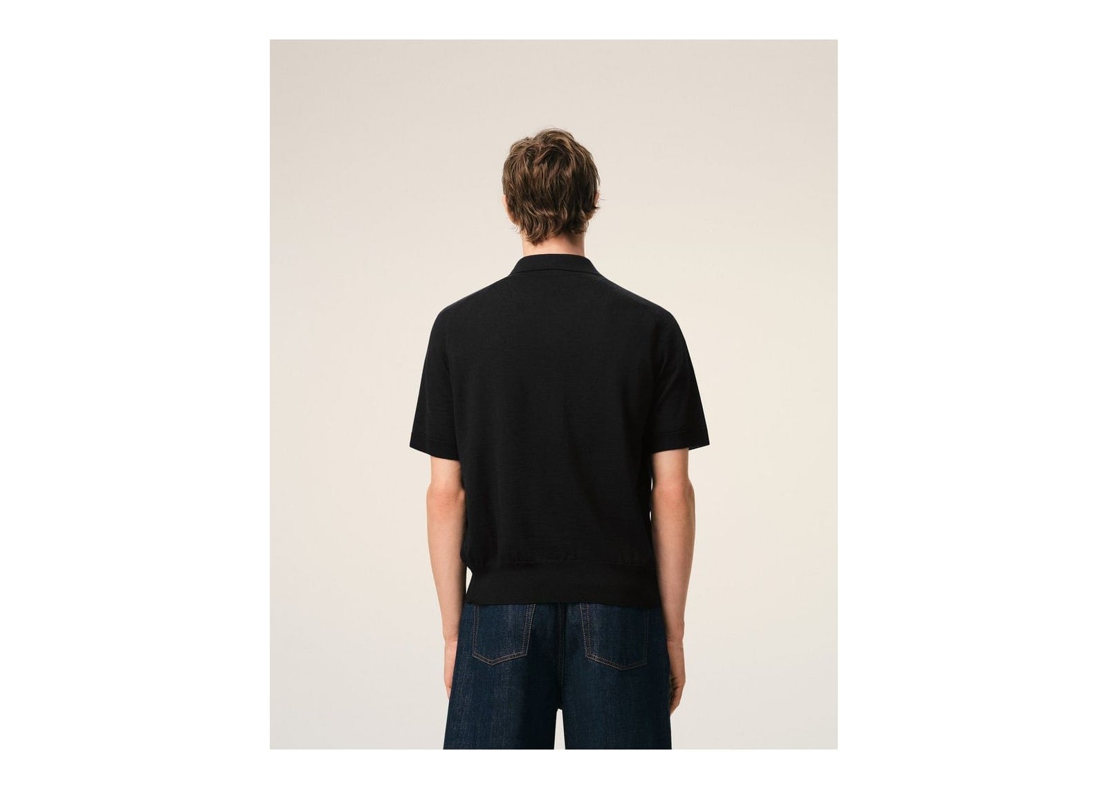Ami Paris Wool Short Sleeve Ami De Coeur Polo Black/Black - görsel 5