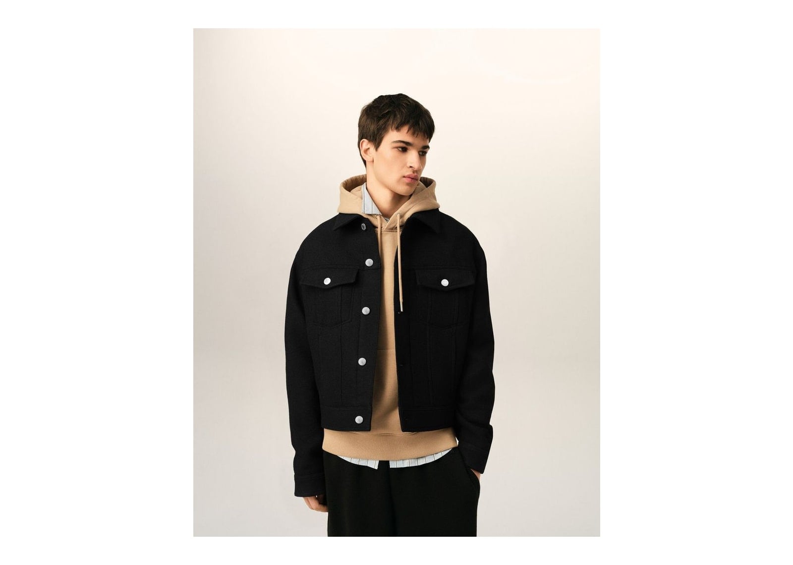 Ami Paris Wool Trucker Jacket Black - görsel 3