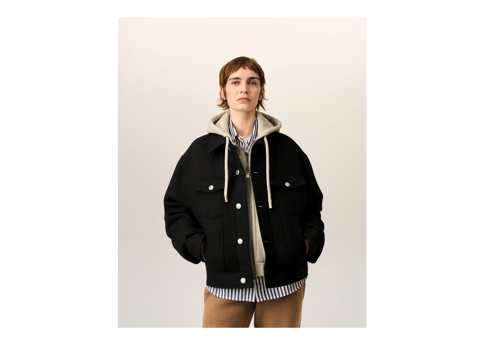 Ami Paris Wool Trucker Jacket Black - görsel 9