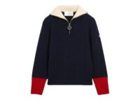 Ami Paris Zipped Collar Wool Sweater Navy