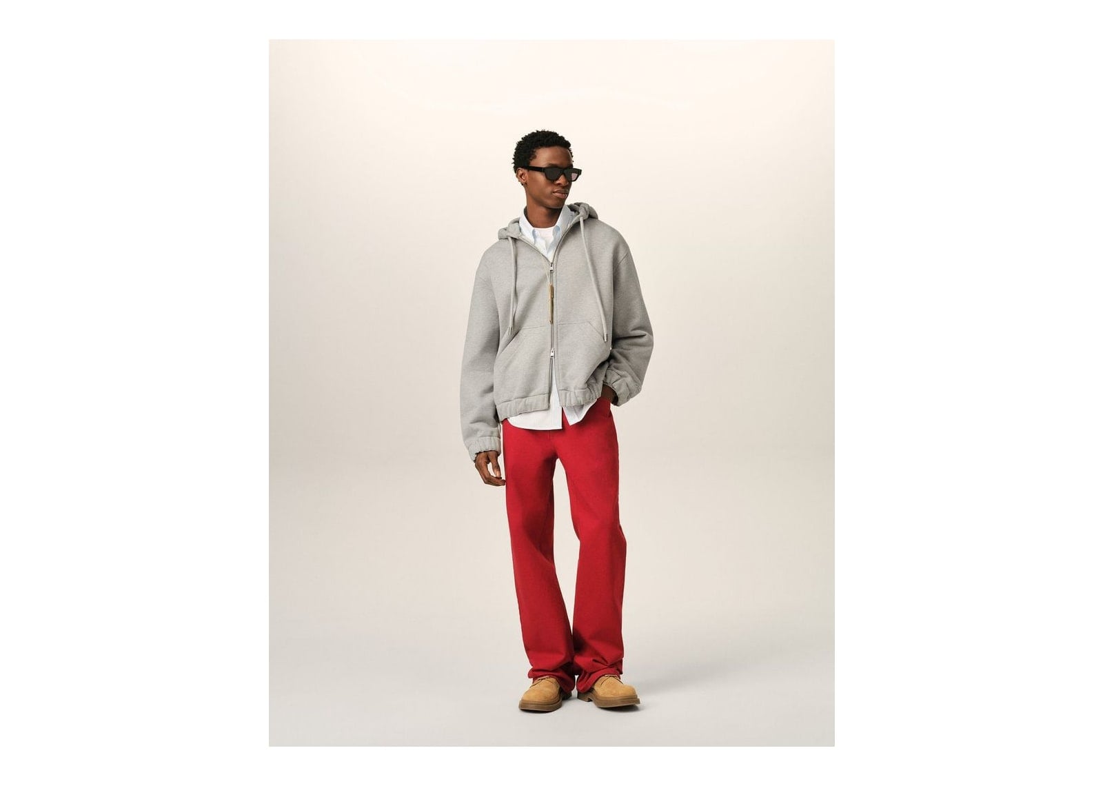 Ami Paris Zipped Cotton Hoodie with Heritage Ami Paris Label Heather Ash Grey - görsel 3