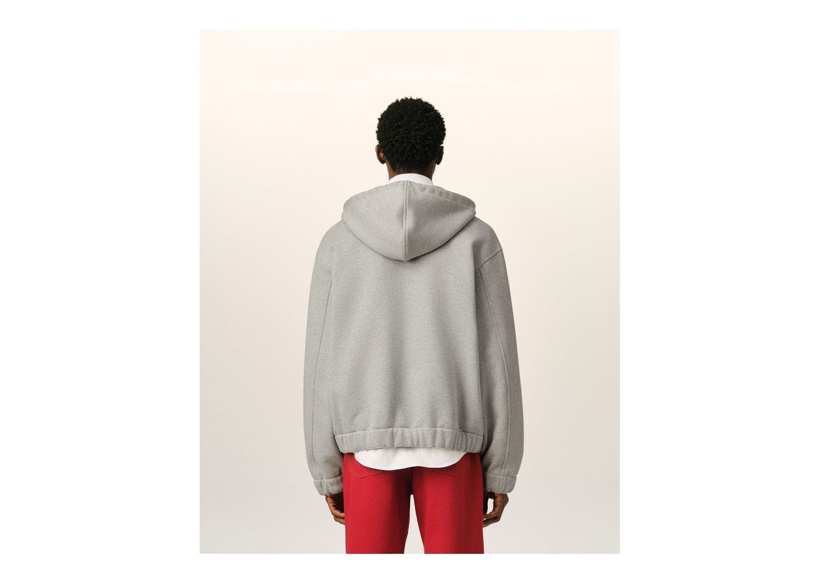 Ami Paris Zipped Cotton Hoodie with Heritage Ami Paris Label Heather Ash Grey - görsel 5