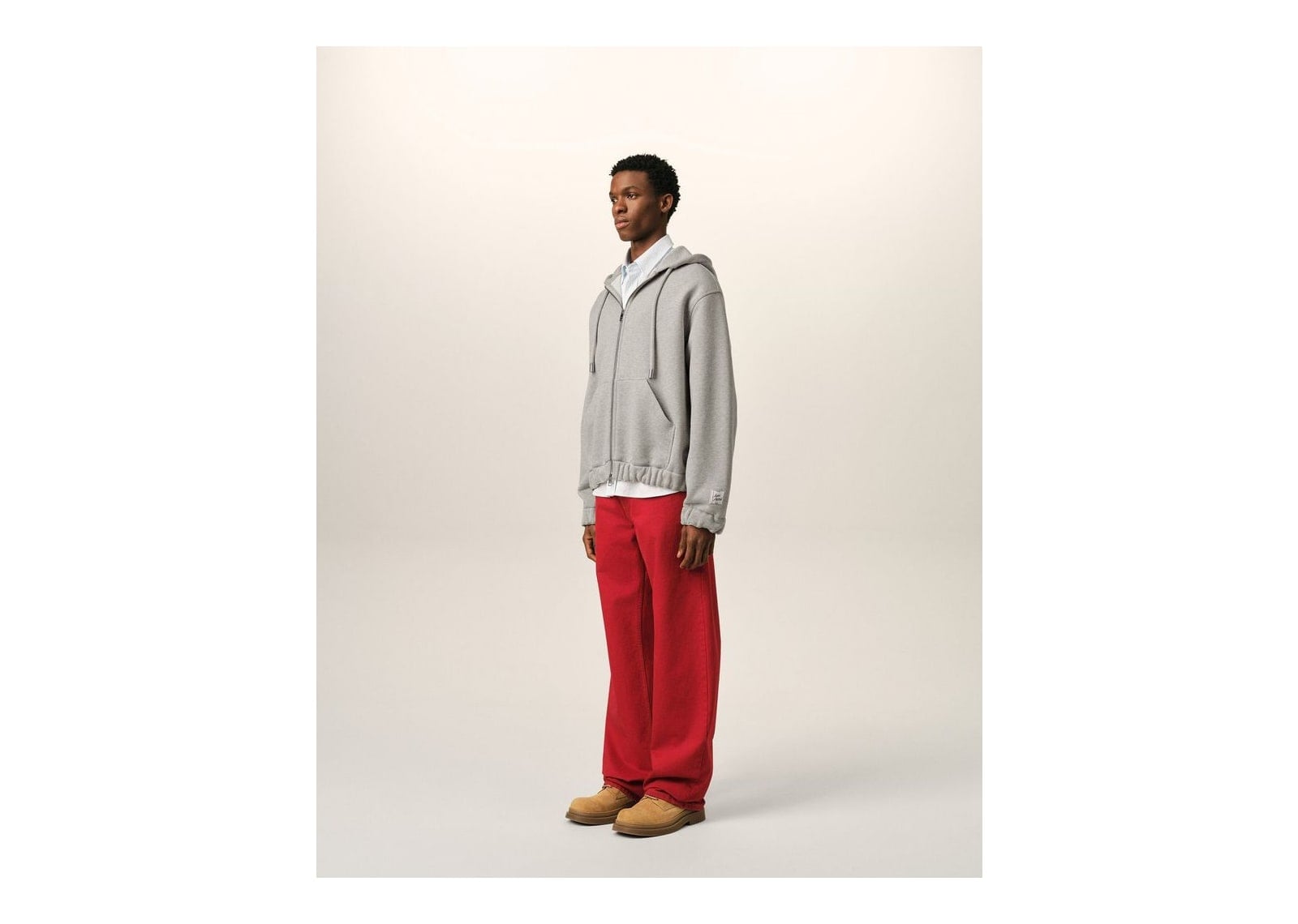 Ami Paris Zipped Cotton Hoodie with Heritage Ami Paris Label Heather Ash Grey - görsel 6