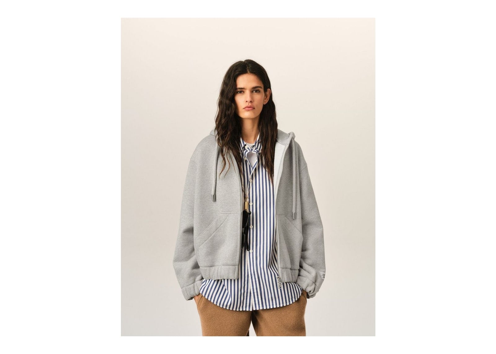Ami Paris Zipped Cotton Hoodie with Heritage Ami Paris Label Heather Ash Grey - görsel 8
