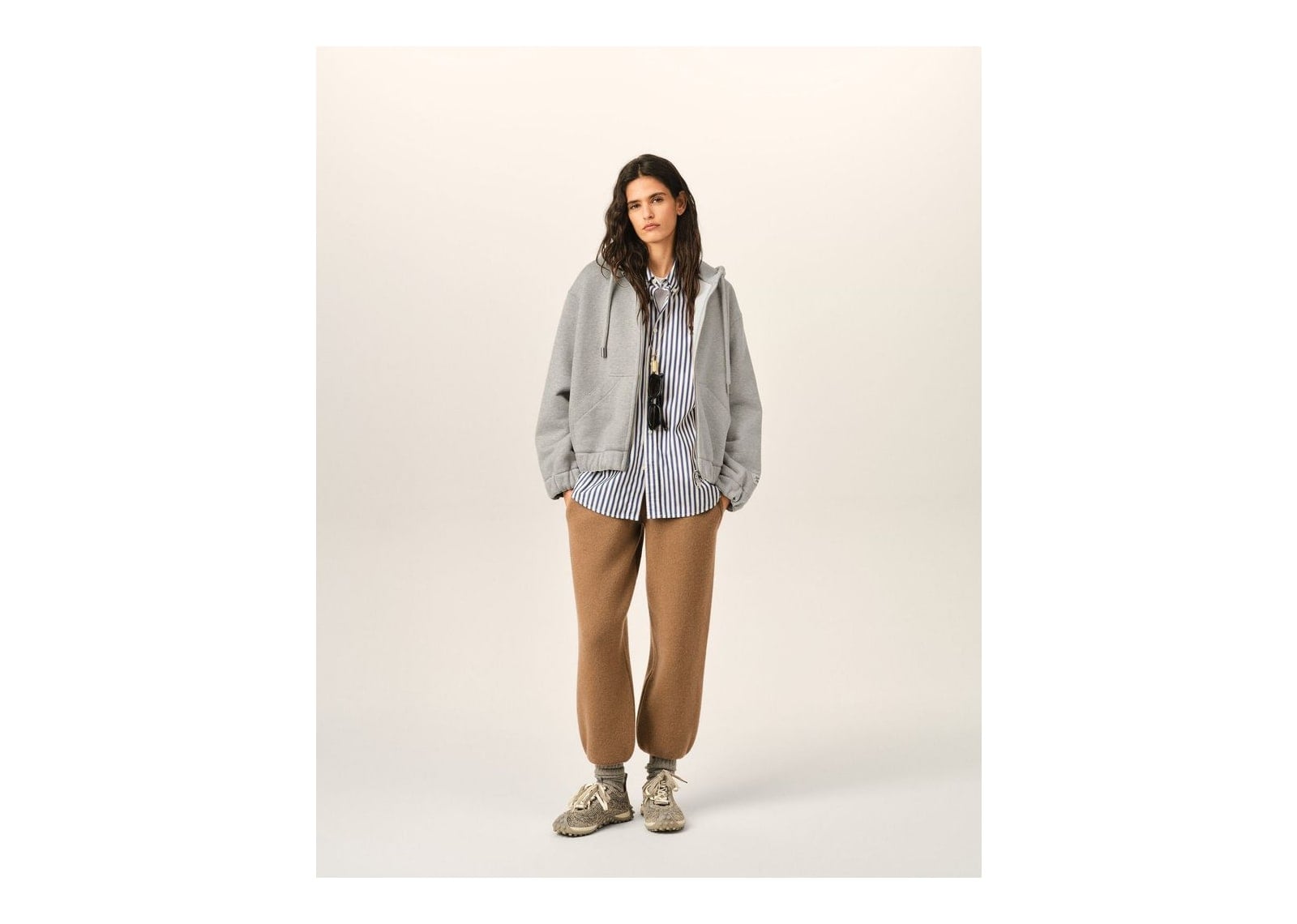 Ami Paris Zipped Cotton Hoodie with Heritage Ami Paris Label Heather Ash Grey - görsel 9