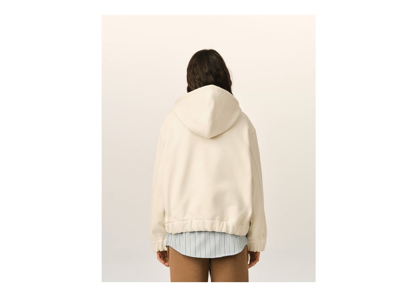 Ami Paris Zipped Cotton Hoodie with Heritage Ami Paris Label Ivory - görsel 12