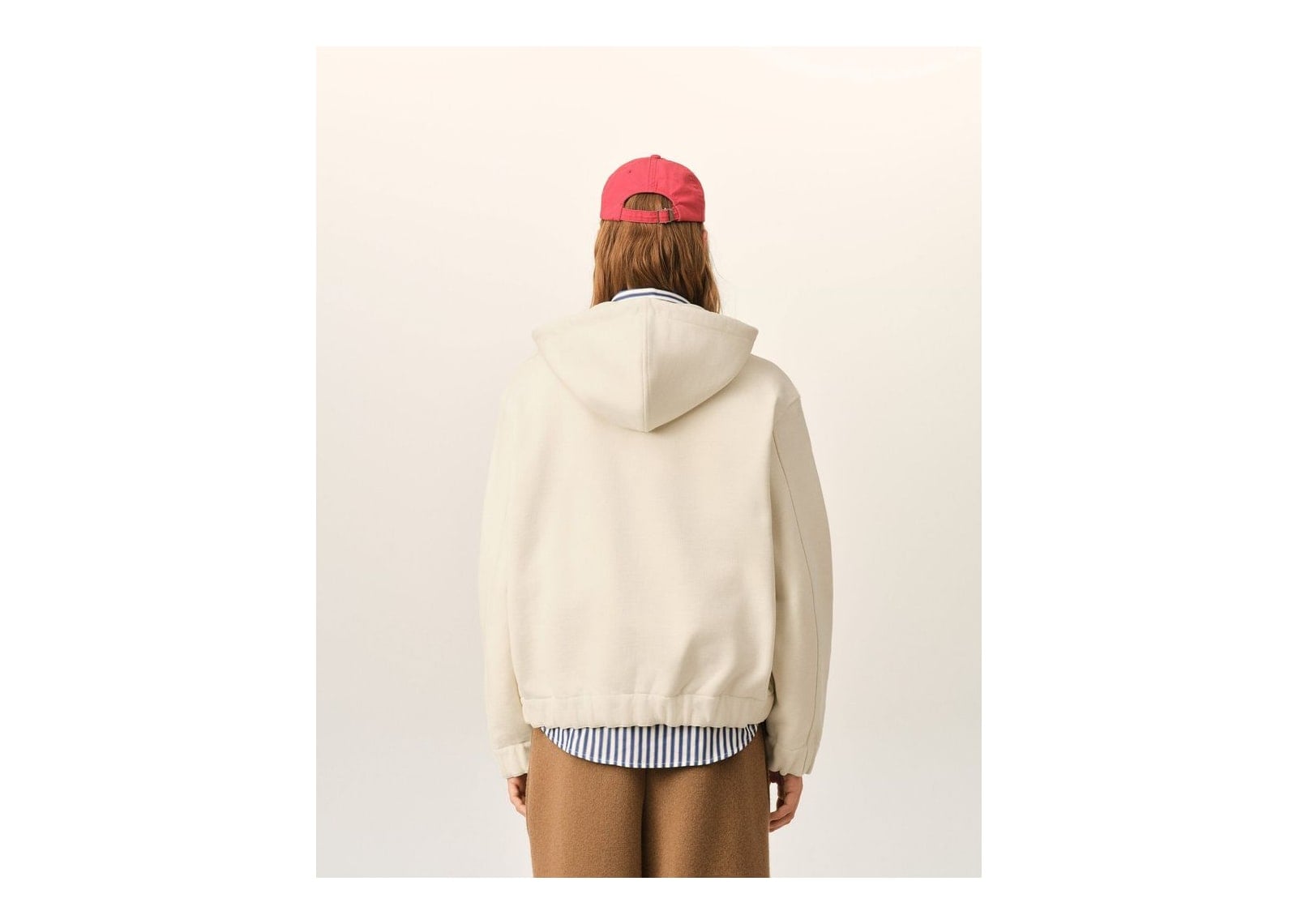 Ami Paris Zipped Cotton Hoodie with Heritage Ami Paris Label Ivory - görsel 5