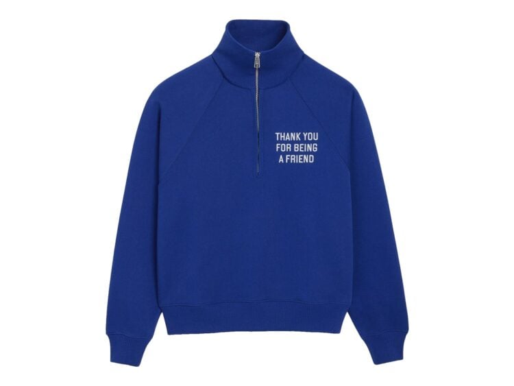 Ami Paris Zipped Cotton Thank You For Being A Friend Sweatshirt Royal Blue
