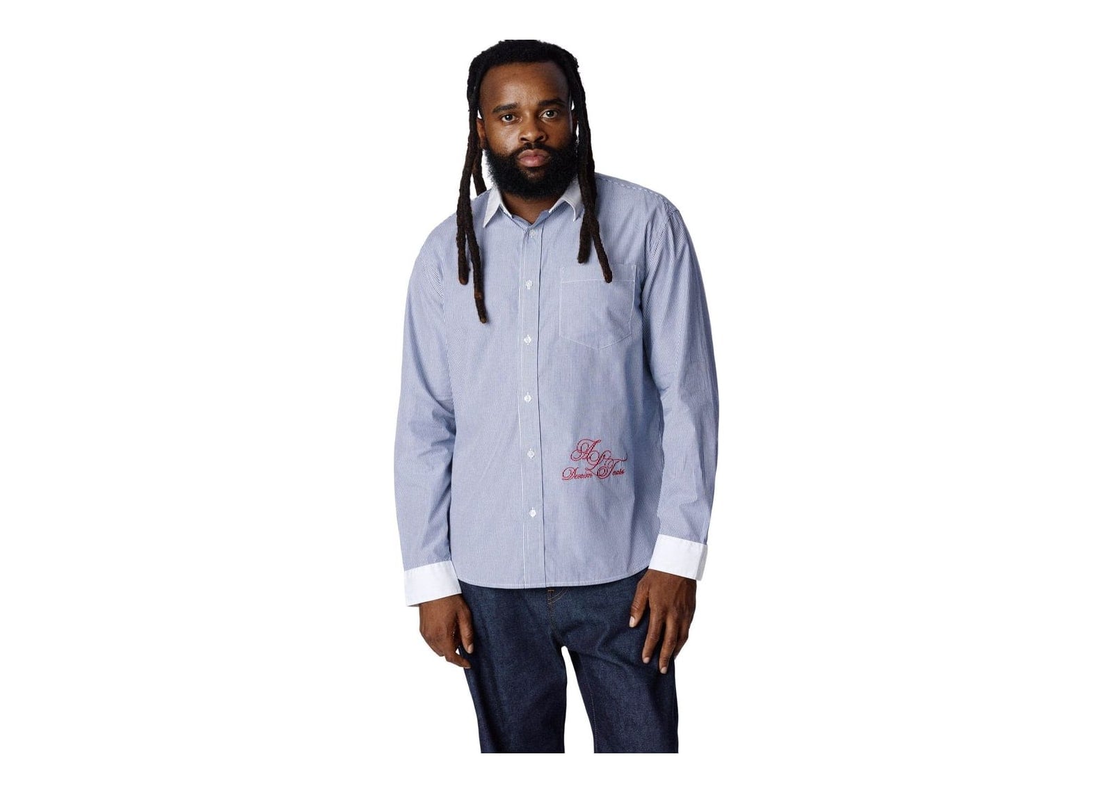 Denim Tears André Leon Talley Two-Tone Button-Up Shirt Blue - görsel 4