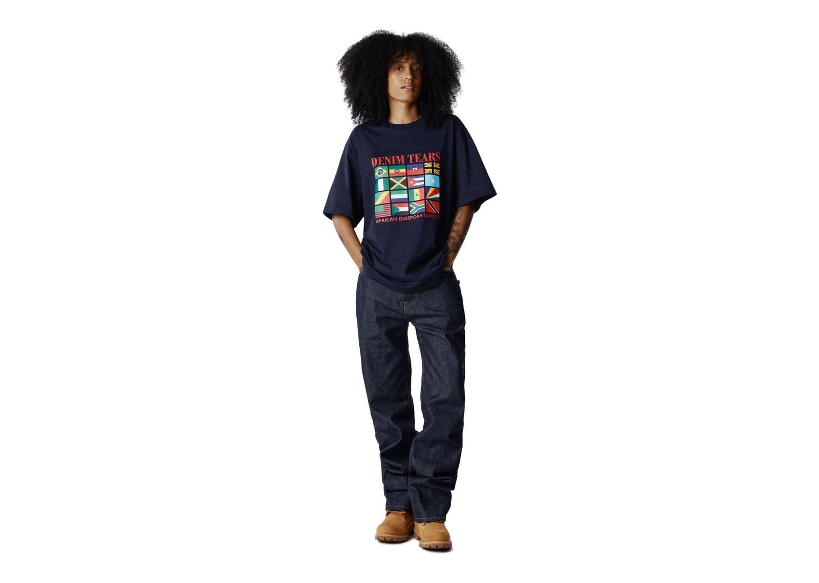 Denim Tears Diaspora Flags Tee Navy - görsel 2