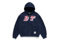 Denim Tears Distressed Tackle Twill Zip Up Hoodie Navy