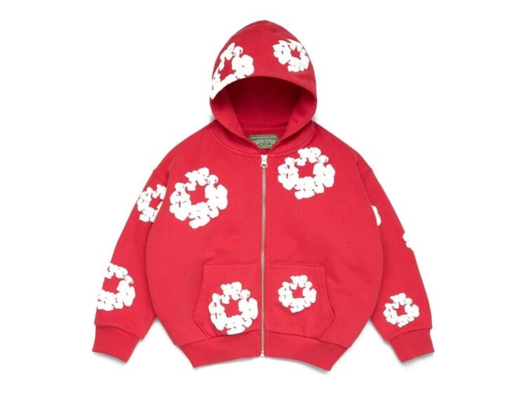 Denim Tears Kids Cotton Wreath Zip Hoodie Red