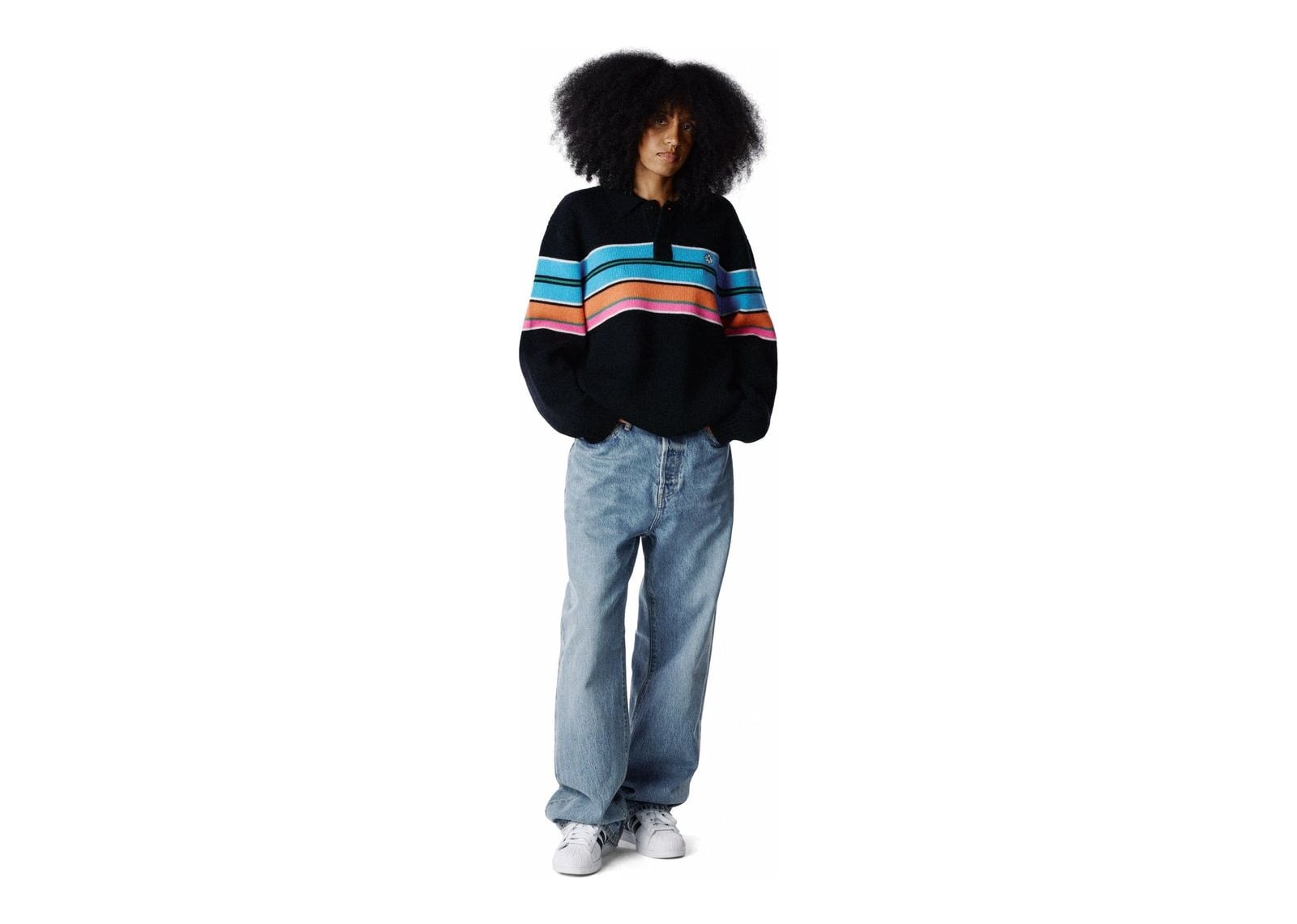 Denim Tears Knit Striped Polo Sweater Multi - görsel 2