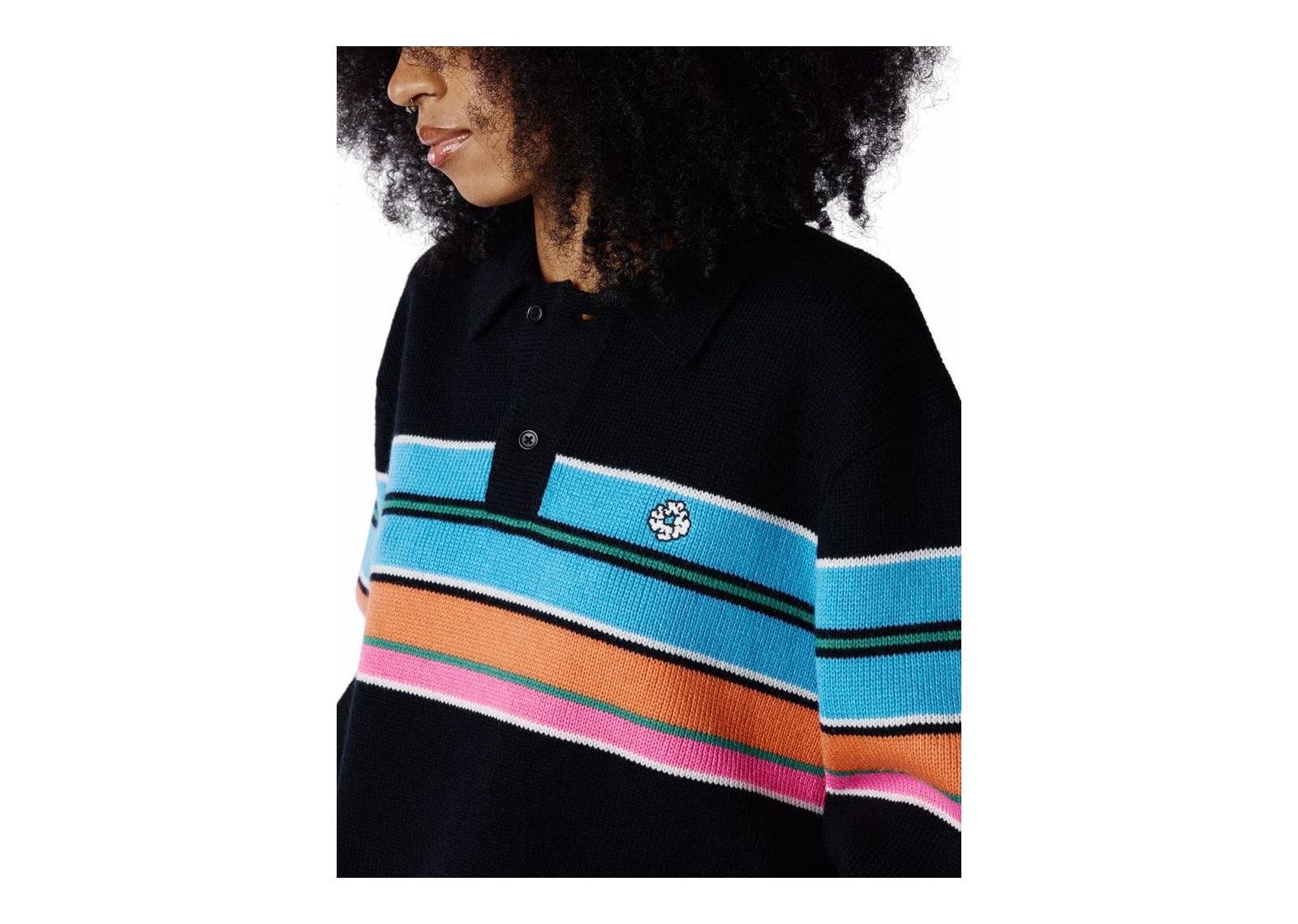 Denim Tears Knit Striped Polo Sweater Multi - görsel 4