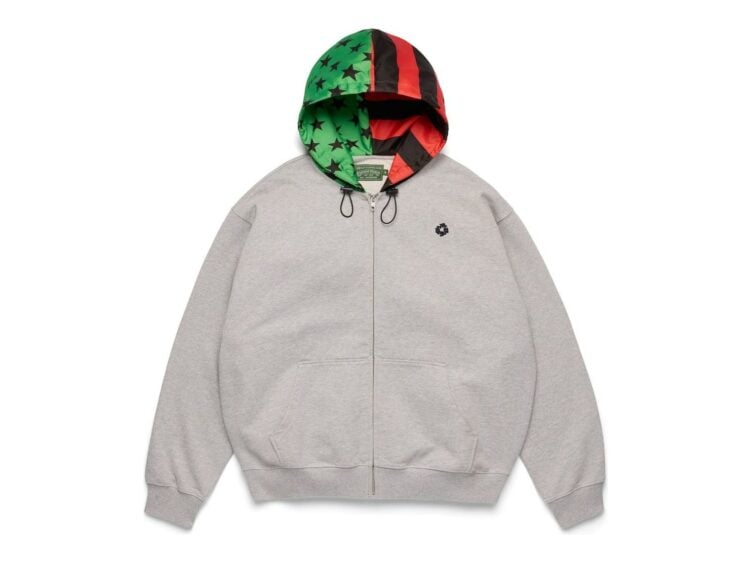 Denim Tears Pan African Peace Wreath Zip Up Hoodie Grey