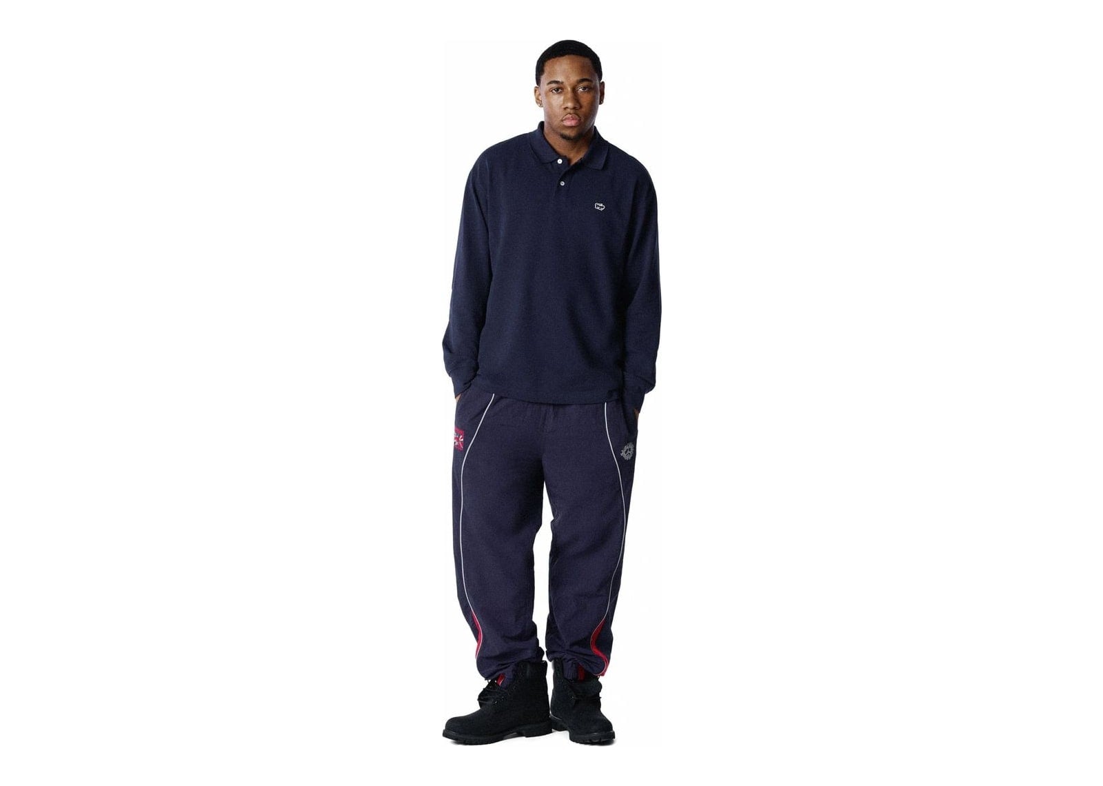 Denim Tears Pique Panther Long Sleeve Polo Navy - görsel 2