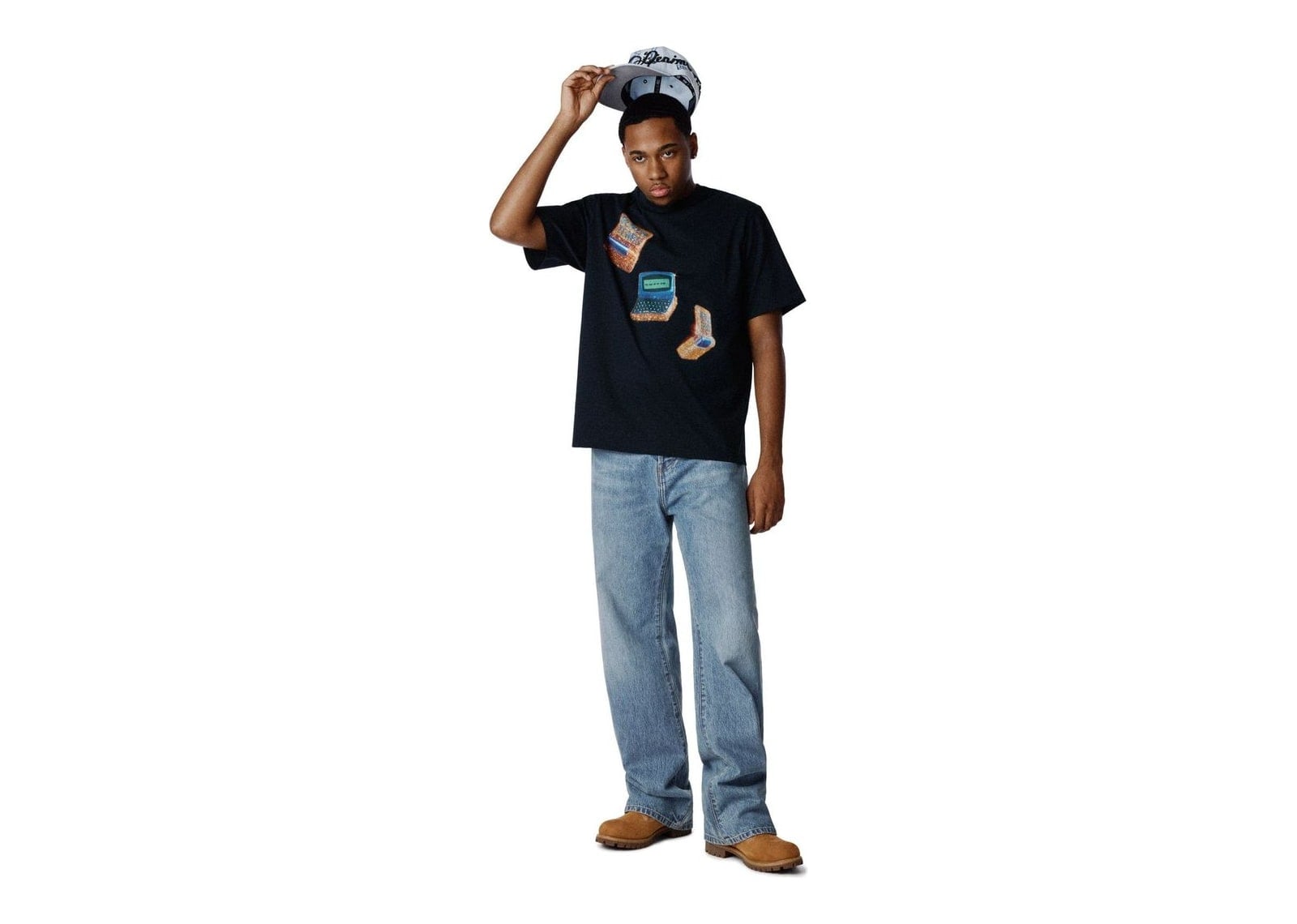 Denim Tears Two-Way Pager Tee Black - görsel 2