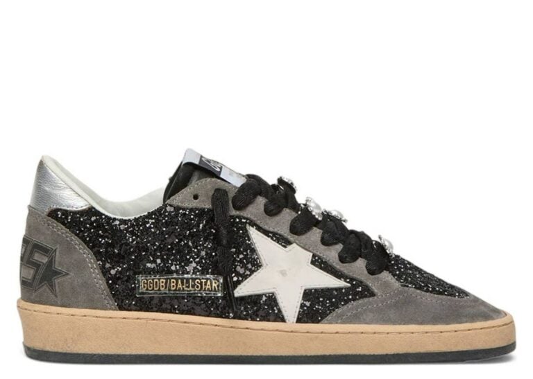 Golden Goose Ball-Star LTD Black Glitter Gray Suede Skins (W)
