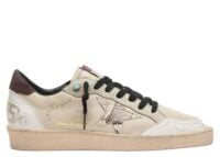 Golden Goose Ball-Star LTD Cream Leather Snake Print Star