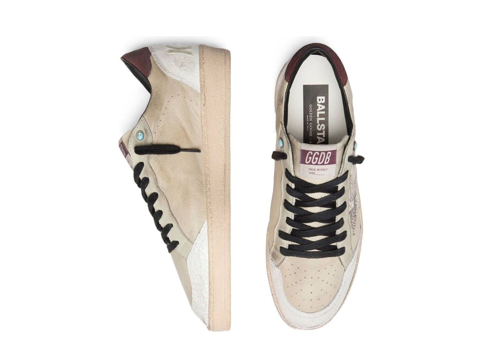 Golden Goose Ball-Star LTD Cream Leather Snake Print Star - görsel 3