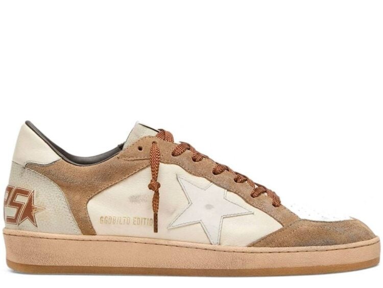 Golden Goose Ball-Star LTD White Leather Tobacco Suede White Star