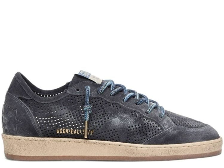 Golden Goose Ball-Star Perforated Dark Blue Suede Tone-on-Tone Star