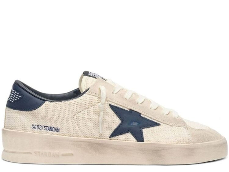 Golden Goose Stardan White Mesh Beige Suede Blue Star