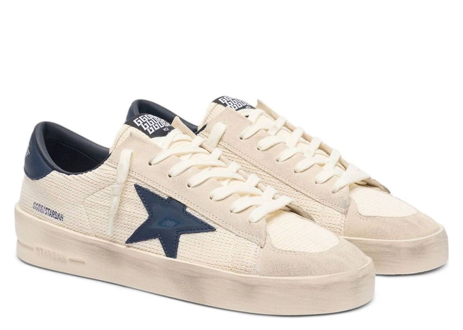 Golden Goose Stardan White Mesh Beige Suede Blue Star - görsel 2