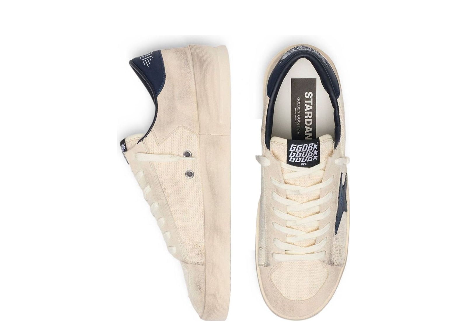 Golden Goose Stardan White Mesh Beige Suede Blue Star - görsel 3