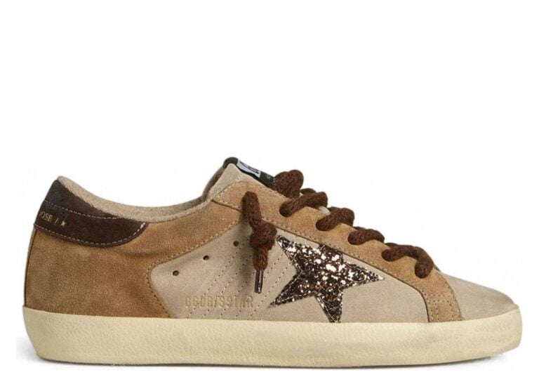 Golden Goose Super-Star Beige Brown Suede Brown Glitter Star (W)