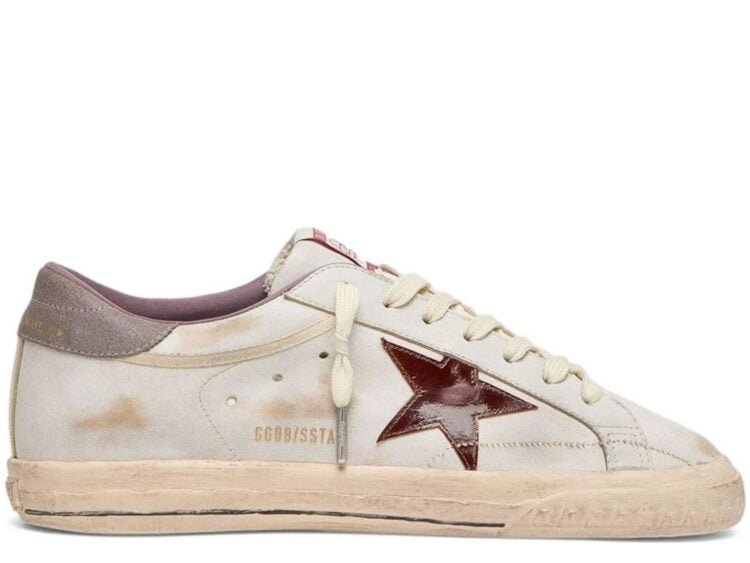 Golden Goose Super-Star White Leather Burgundy Laminated Star