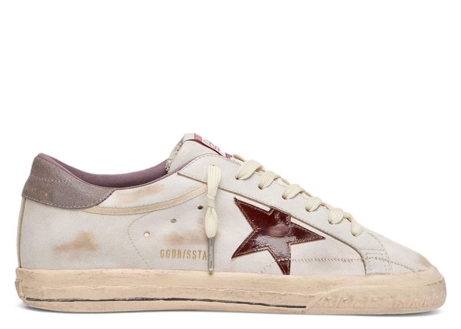 Golden Goose Super-Star White Leather Burgundy Laminated Star