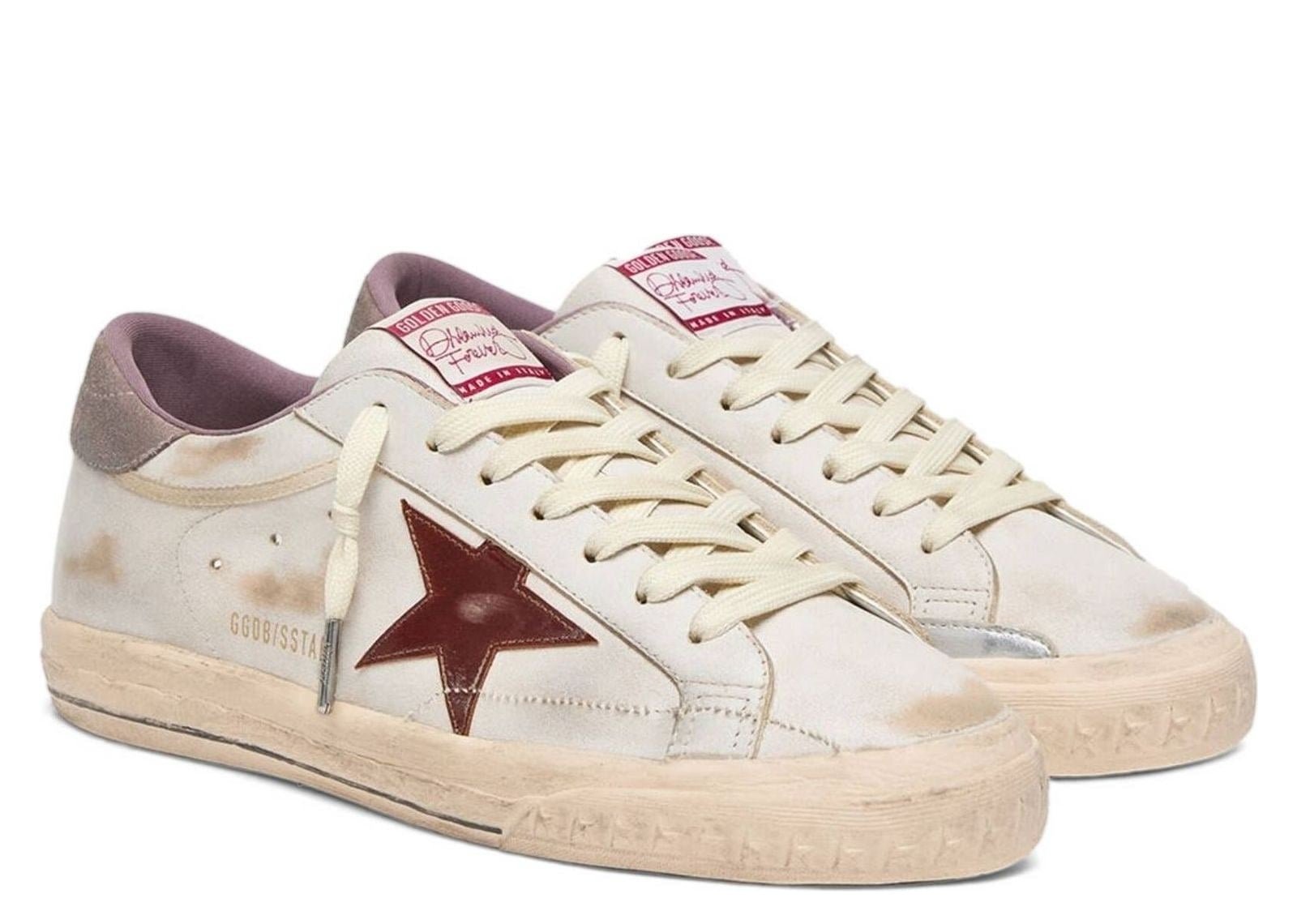 Golden Goose Super-Star White Leather Burgundy Laminated Star - görsel 2