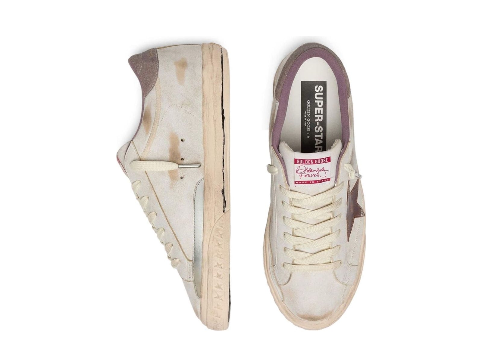 Golden Goose Super-Star White Leather Burgundy Laminated Star - görsel 3