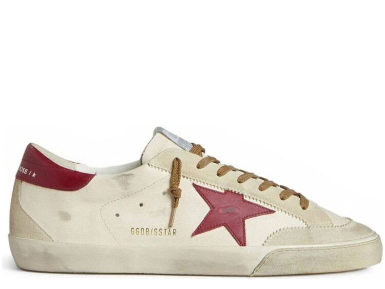 Golden Goose Super-Star White Leather Red Star Beige Suede Inserts