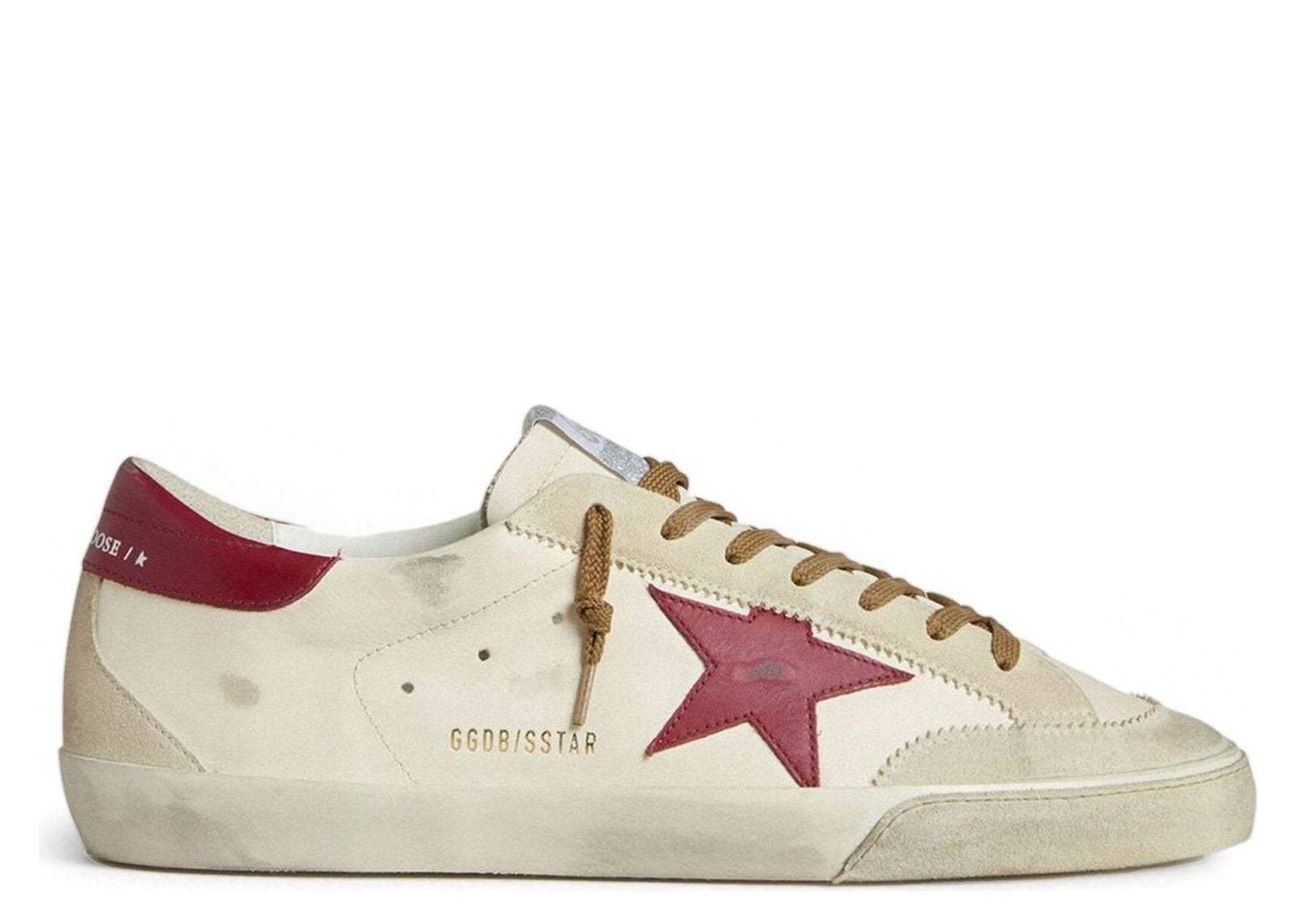 Golden Goose Super-Star White Leather Red Star Beige Suede Inserts
