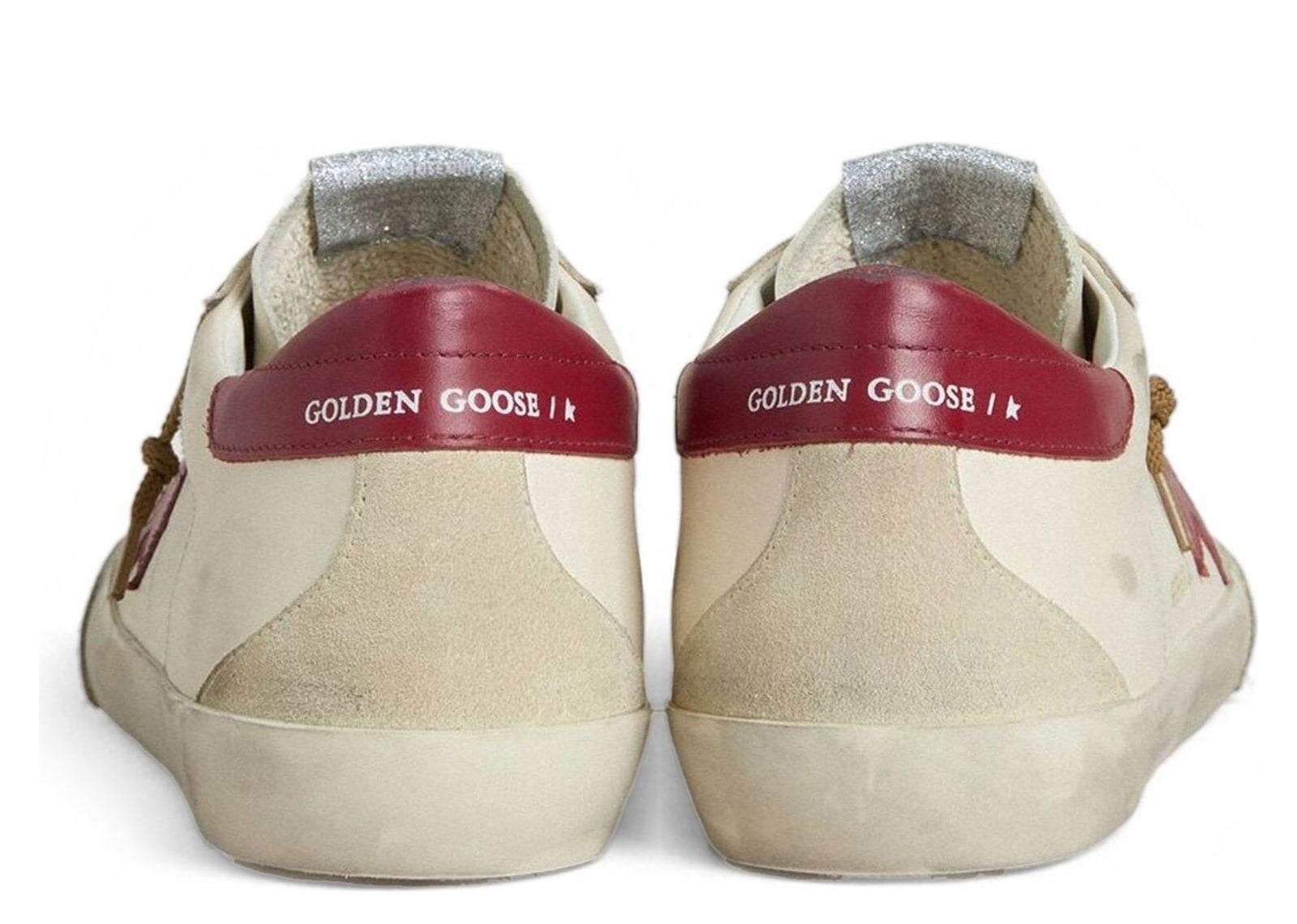 Golden Goose Super-Star White Leather Red Star Beige Suede Inserts - görsel 4