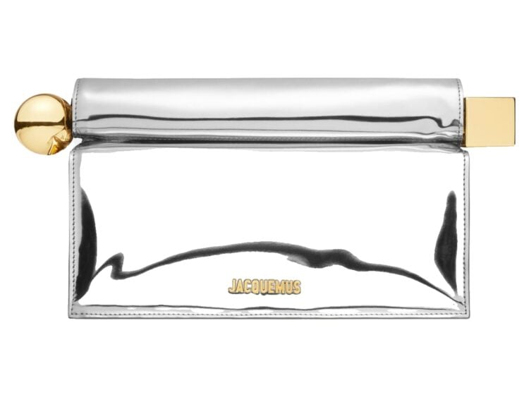 Jacquemus La Pochette Rond Carré Patent Silver