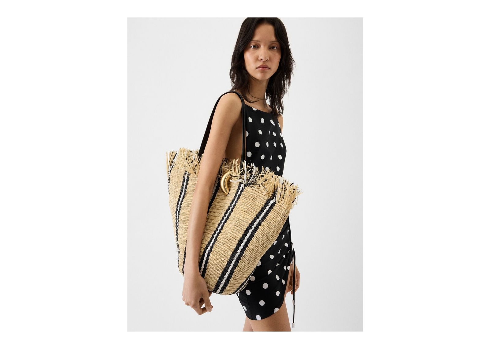 Jacquemus Le Bambola Natural/Black/White Stripes - görsel 6