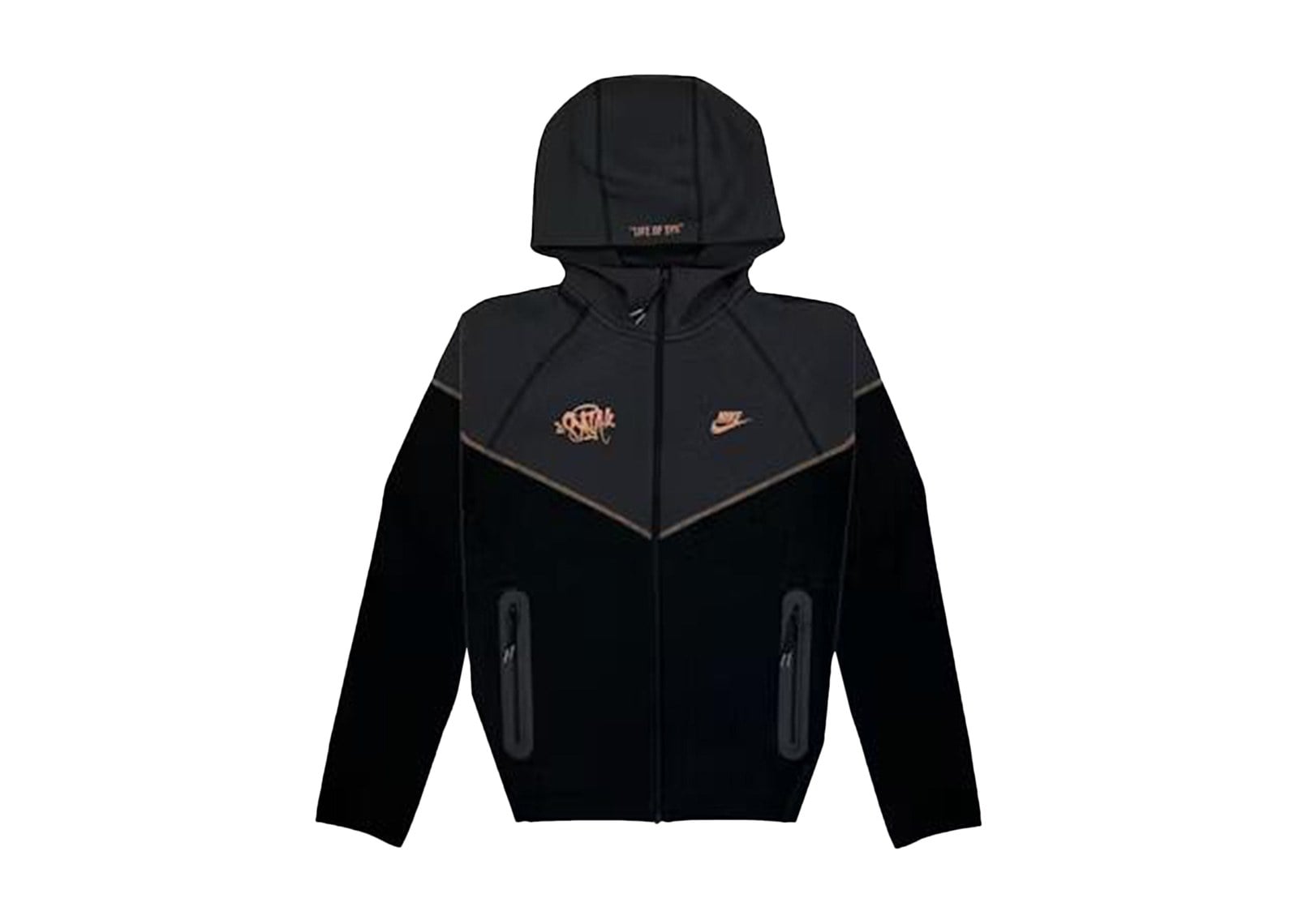 Nike Sportswear x Central Cee Tech Fleece Full Zip Hoodie Black Metallic Red Bronze - görsel 2