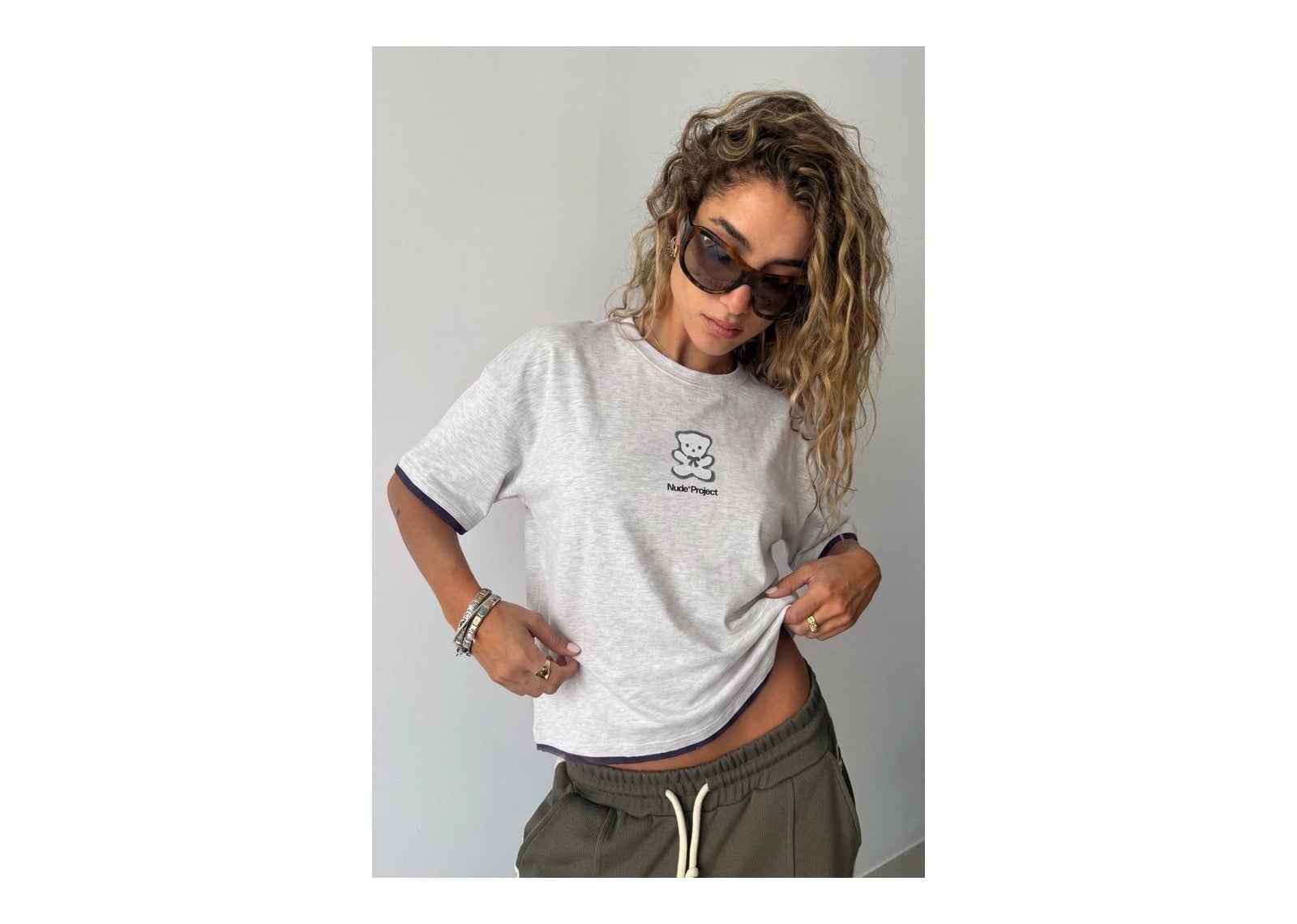 Nude Project Bear Tee Grey Melange - görsel 2
