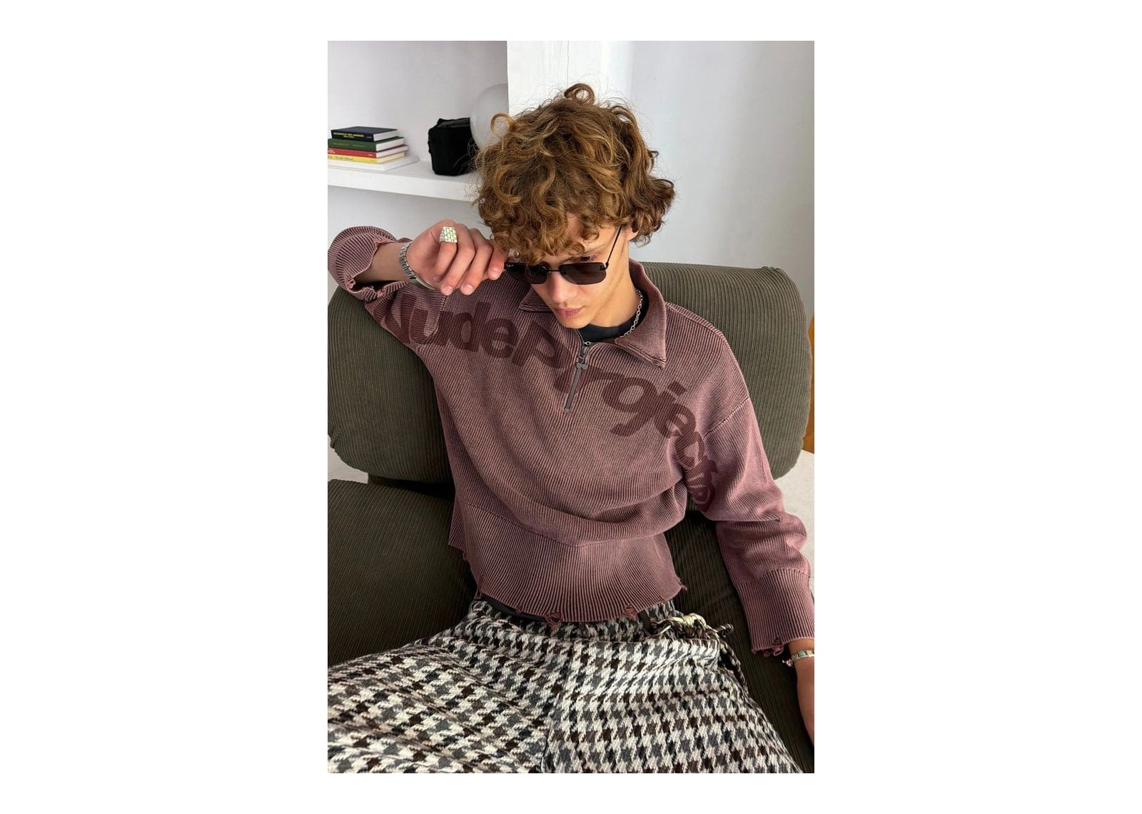 Nude Project Beast Quarter-Zip Knit Brown - görsel 2