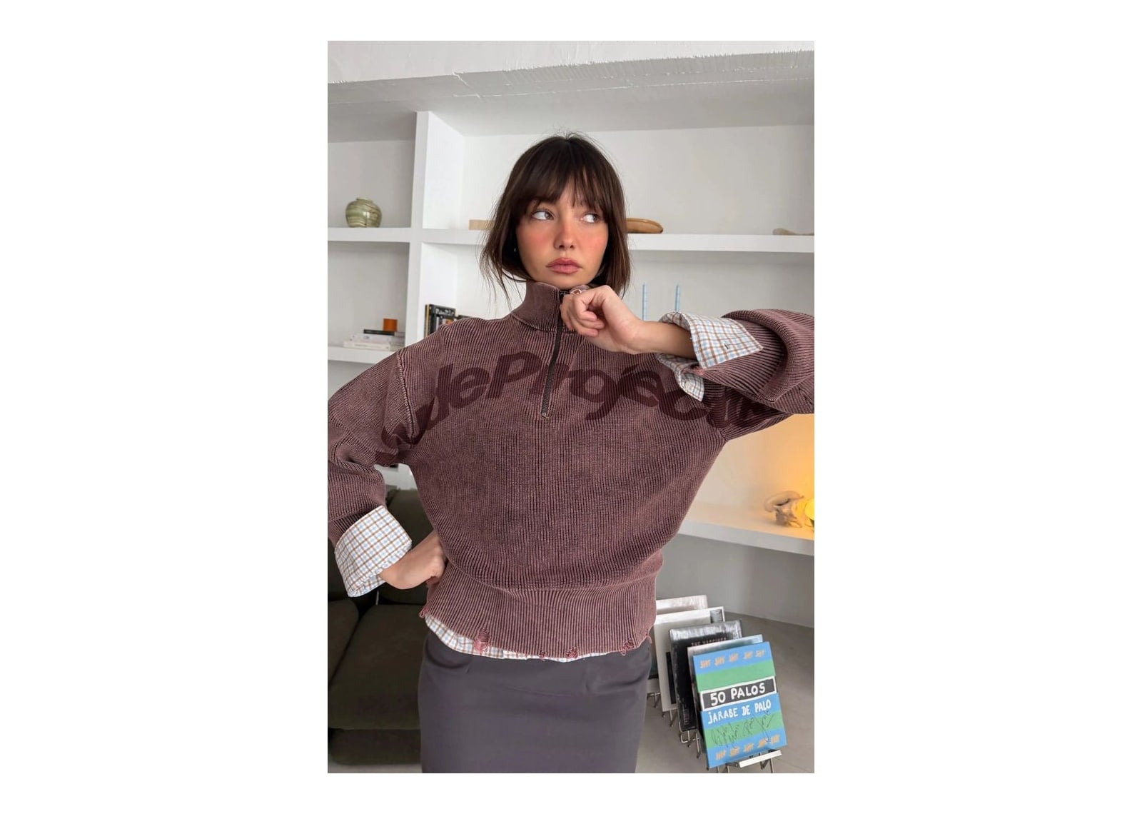 Nude Project Beast Quarter-Zip Knit Brown - görsel 4