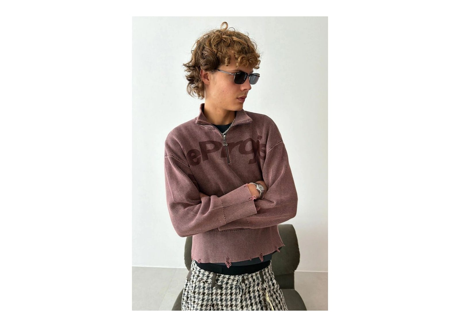Nude Project Beast Quarter-Zip Knit Brown - görsel 5