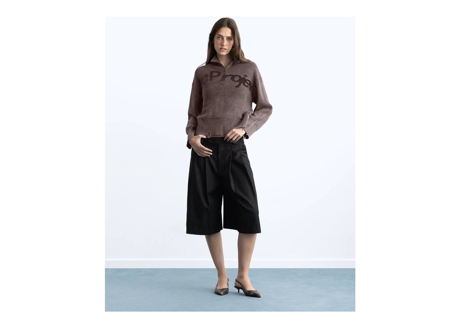 Nude Project Beast Quarter-Zip Knit Brown - görsel 7