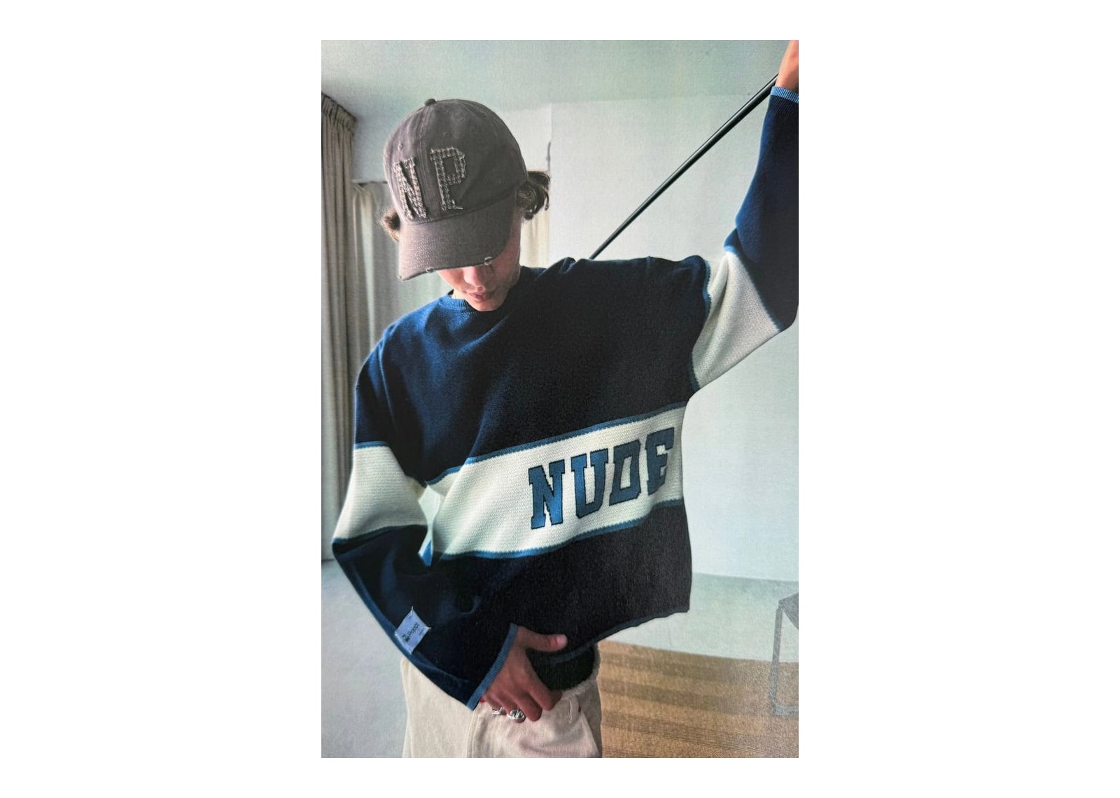 Nude Project Big-Striped Knit Sweater Navy - görsel 5
