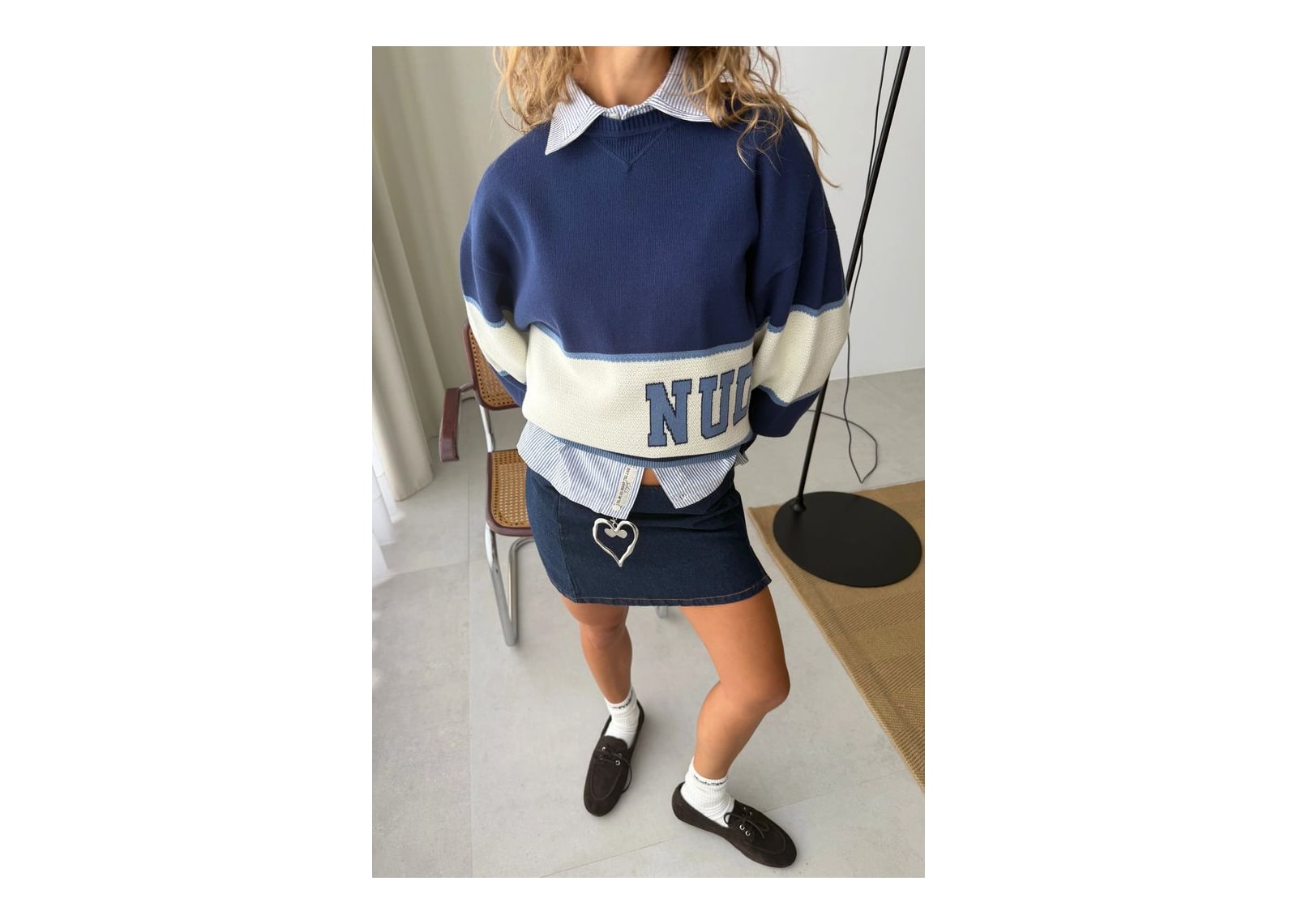 Nude Project Big-Striped Knit Sweater Navy - görsel 7